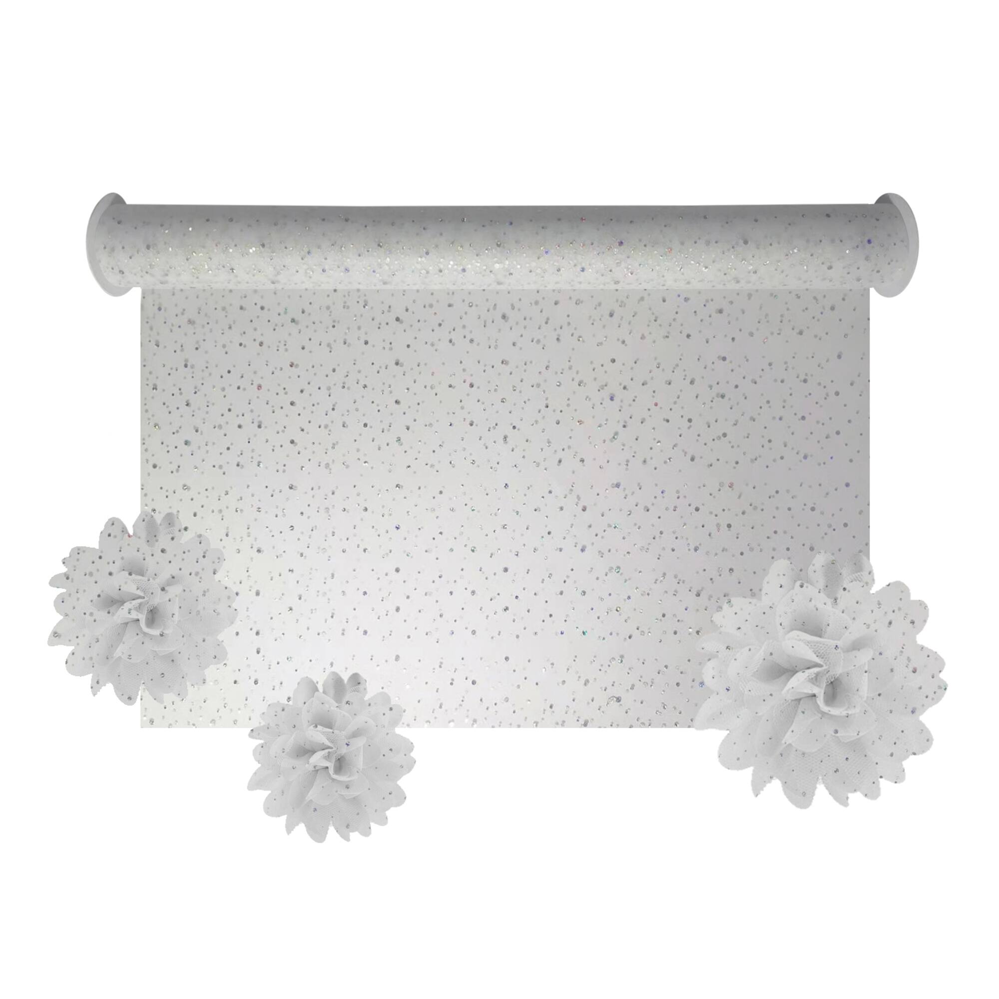 54" x 9yd. White Holographic Dot Tulle by Celebrate It™
